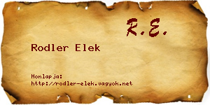 Rodler Elek névjegykártya